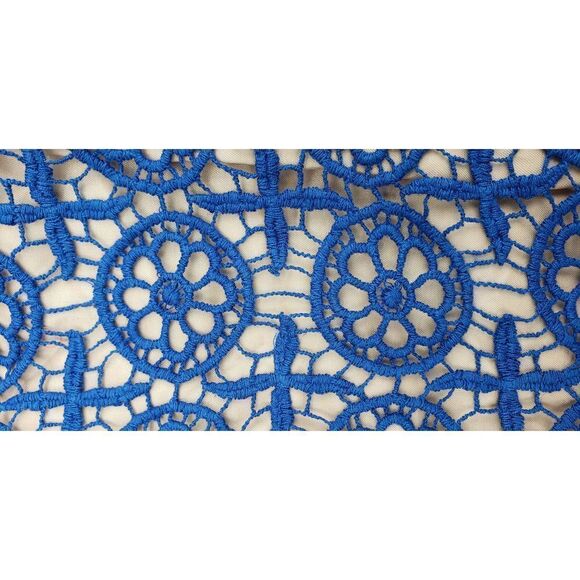 NWT Lucy & Co. Blue & Beige Crochtet Pencil Skirt Size Medium - Picture 8 of 16